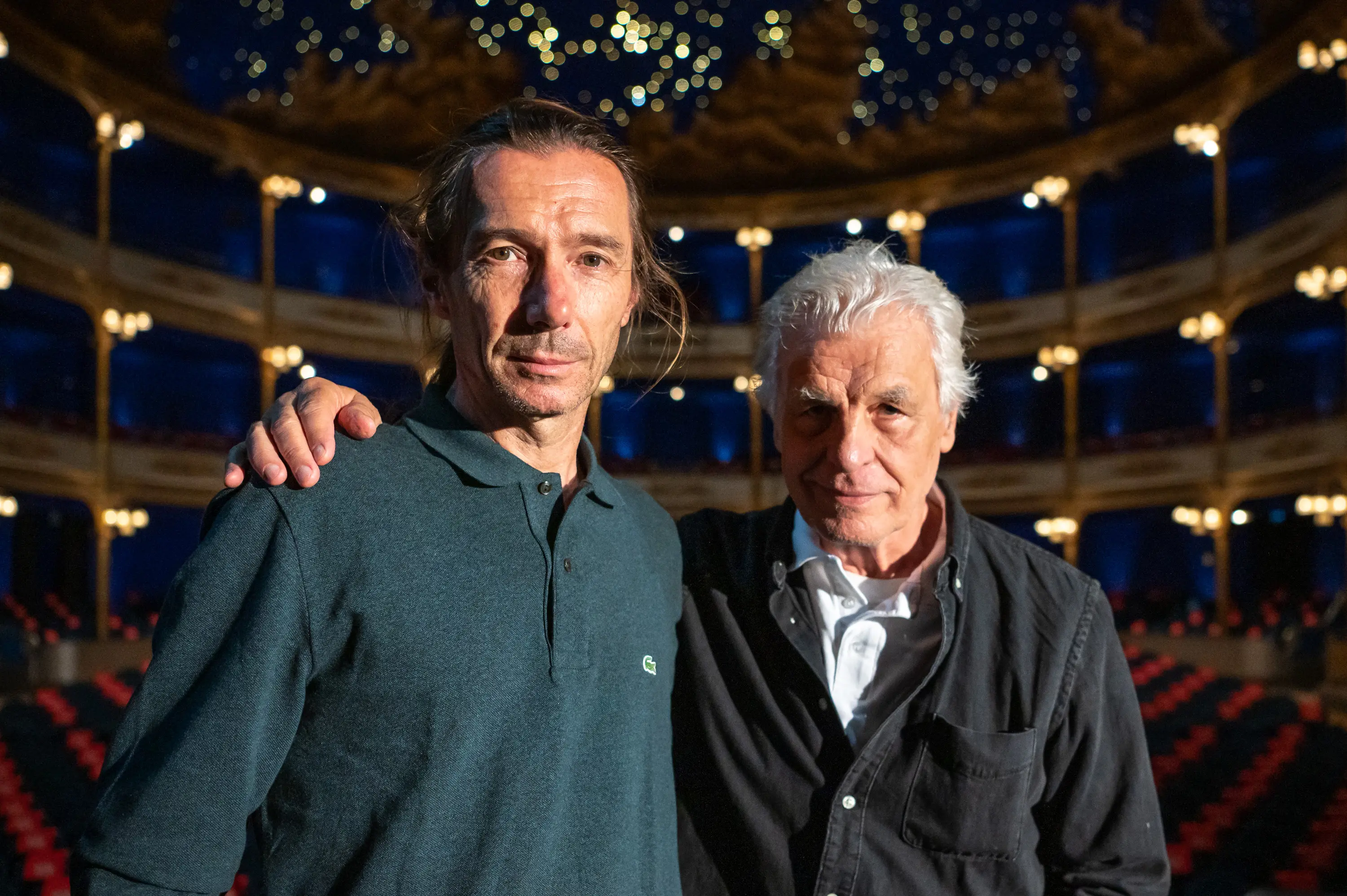Valerio con Michele Placido, regista della Bottega del caffé di Goldoni