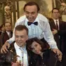 Pippo Baudo, Laura Pausini ed Enrico Ruggeri durante il Festival di Sanremo del 1993.