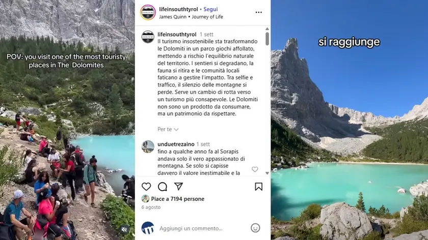 La nuda verità a sinistra, la realtà artefatta a destra: lago Sorapiss