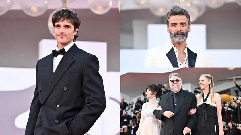 I protagonisti del film "Frankestein" e il regista Guillermo del Toro in basso a destra