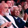 Il premier albanese Edi Rama e Il presidente del Consiglio europeo Antonio Costa ieri a Bled. foto Epa Bat
