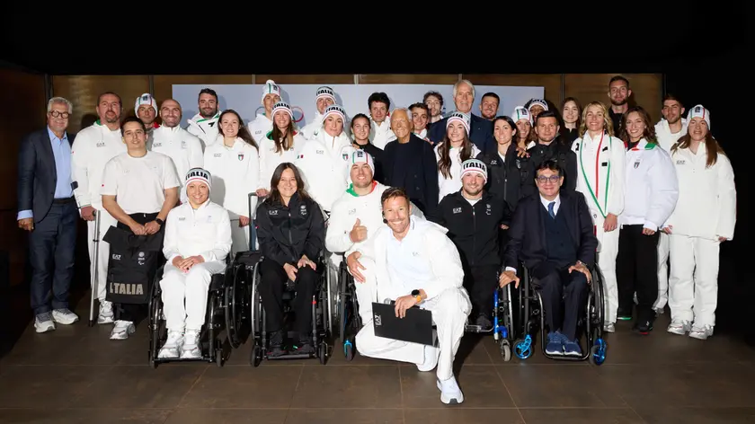 Giorgio Armani alla presentazione delle divise per le Olimpiadi di Milano Cortina