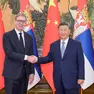 L'incontro tra i due presidenti, Aleksandar Vucic e Xi Jinping (Epa)