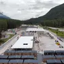 Uno scatto recente del villaggio olimpico di Cortina nelle fasi finali di lavorazione