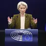 L'intervento sullo stato dell'Unione di Ursula von der Leyen a Strasburgo (Epa)