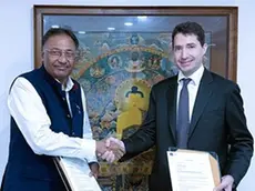 Il presidente e ad di Mukand Sumi Special Steel Ltd, Niraj Bajaj, al Ceo del Gruppo Danieli, Giacomo Mareschi Danieli