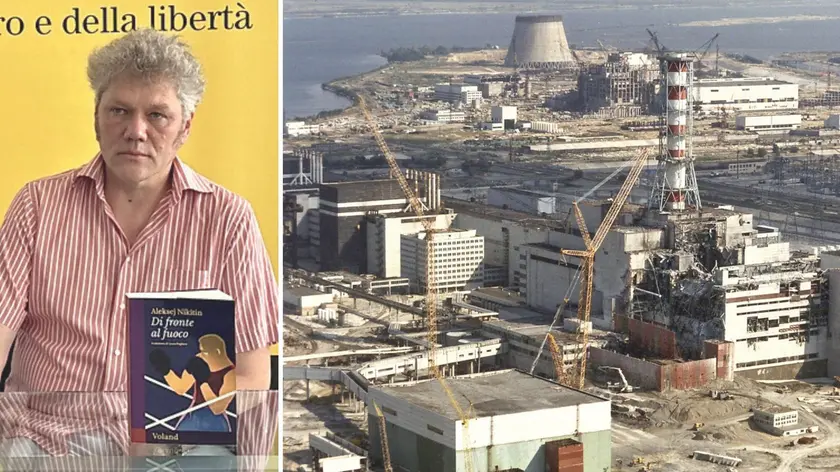 Lo scrittore Oleksii Nikitin ospite a pordenonelegge, a destra la centrale nucleare di Chernobyl