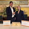 Carlo Pasqualetto, CEO AzzurroDigitale e Laura Sposato, CEO di Joule, altra azienda premiata nella categoria Intelligenza Artificiale