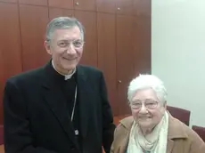Il Patriarca di Venezia Moraglia con Bianca Casagrande in una foto d'archivio