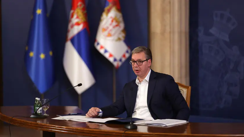 Il discorso del presidente serbo Aleksandar Vučić sulle sanzioni al colosso dell’energia Nis. FOTO ANDREJ CUKIC