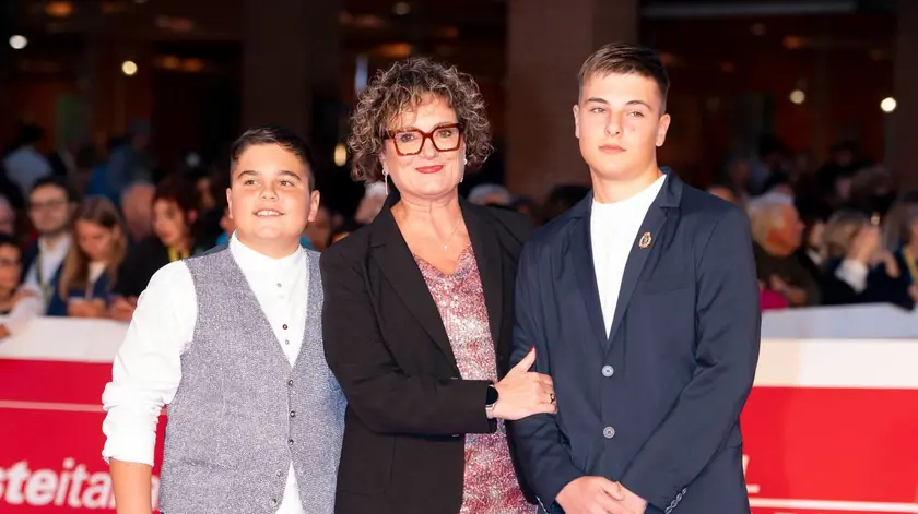 La famiglia Piccoli di Concordia Sagittaria sul red carpet della festa del cinema di Roma. Da sinistra Andrea Piccoli, Michela Morutto e Mattia Piccoli