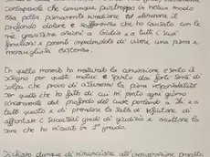 La lettera con cui Filippo Turetta ha rinunciato all'appello