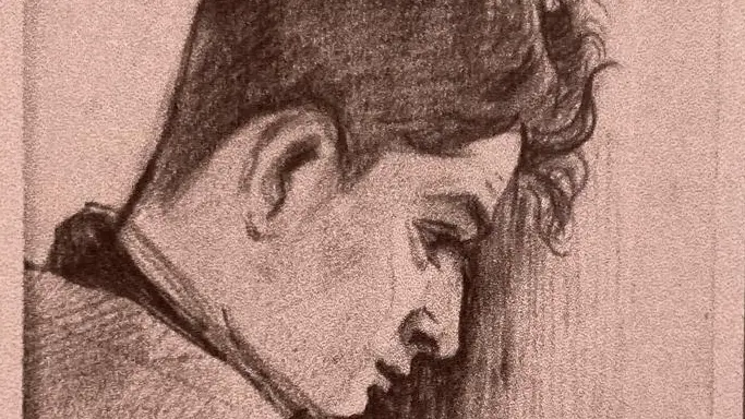 Andrea Zanzotto in un ritratto a matita del padre