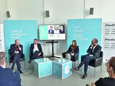 I relatori del panel sul lavoro: da sinistra Roberto Siagri, Marco Bentivogli, Maria Fusilli, Tommaso Nannicini