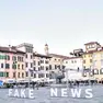 Il logo del Fake News Festival in piazza San Giacomo a Udine