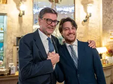 Giancarlo Giorgetti con Alberto Stefani al Pedrocchi