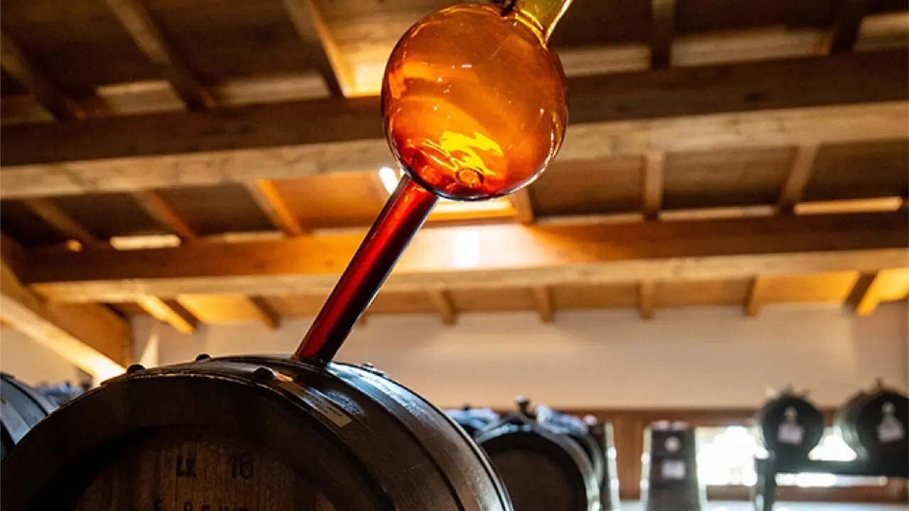 Delle botti con l'aceto balsamico