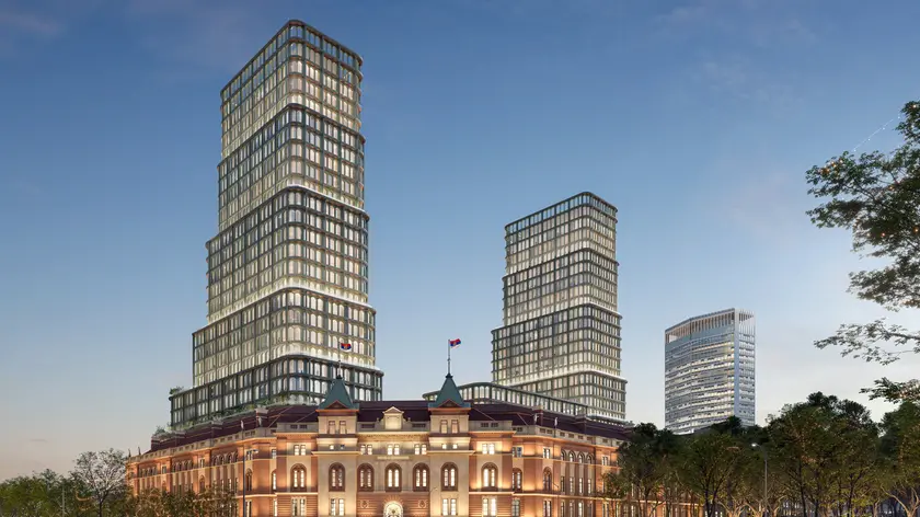 Un render del progetto per il Generalštab condiviso dal genero di Trump