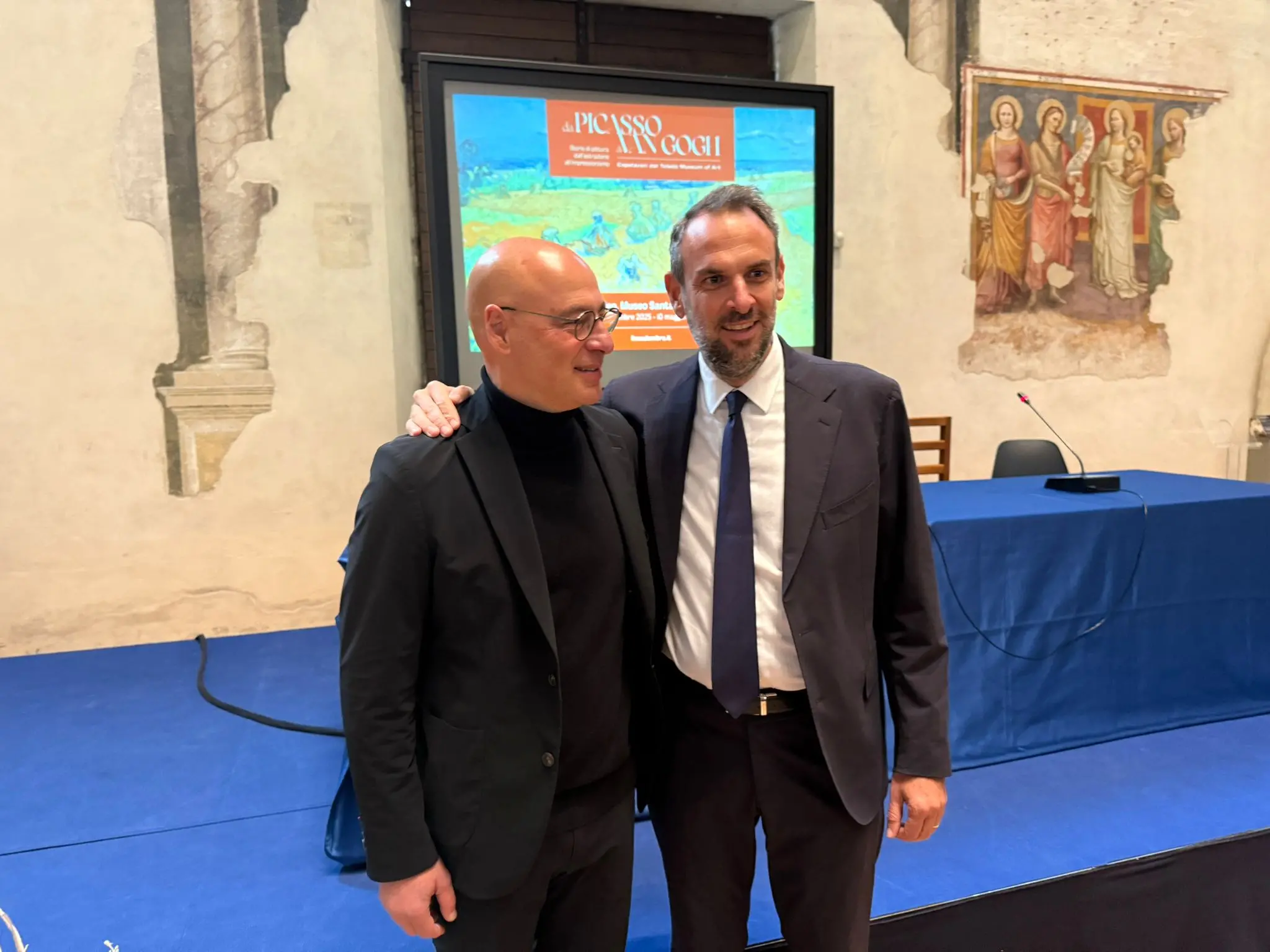 Marco Goldin con il sindaco di Treviso Mario Conte