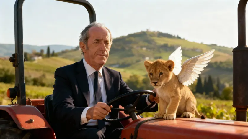 Una delle immagini con Zaia e il leoncino