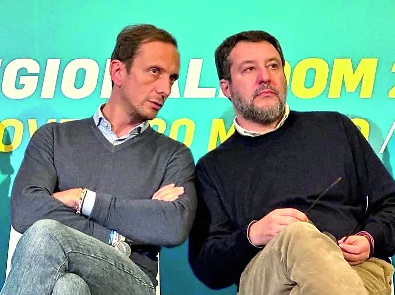Il governatore del Friuli Venezia Giulia Massimiliano Fedriga con il segretario della Lega Matteo Salvini