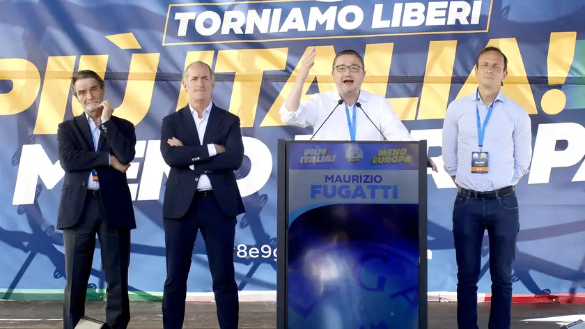Da sinistra Attilio Fontana, Luca Zaia, Maurizio Fugatti e Massimiliano Fedriga