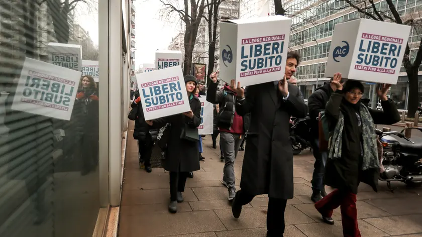 Una manifestazione dell'associazione Luca Coscioni