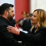 Giorgia Meloni e Volodymyr Zelensky a Palazzo Chigi (foto Afp)