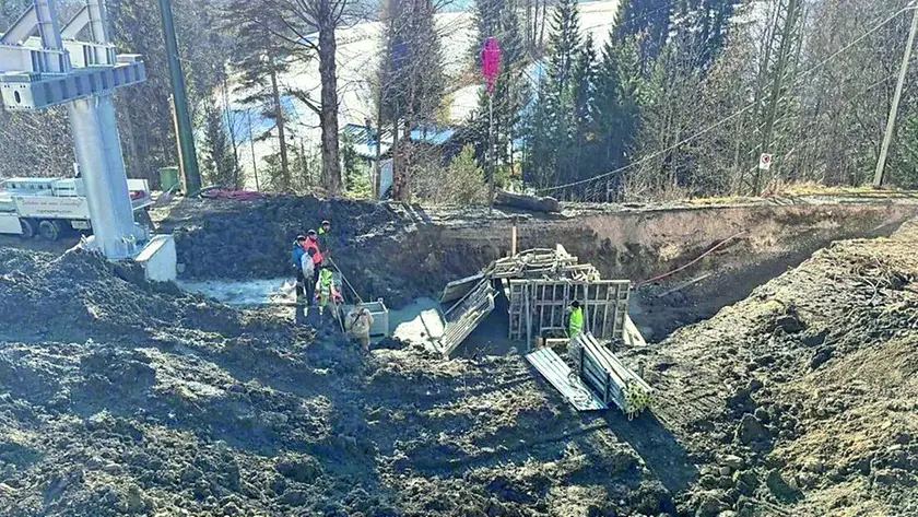 Il cantiere della cabinovia di Socrepes