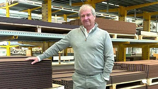 Roberto Chemello nello stabilimento della sua impresa, a Treviso