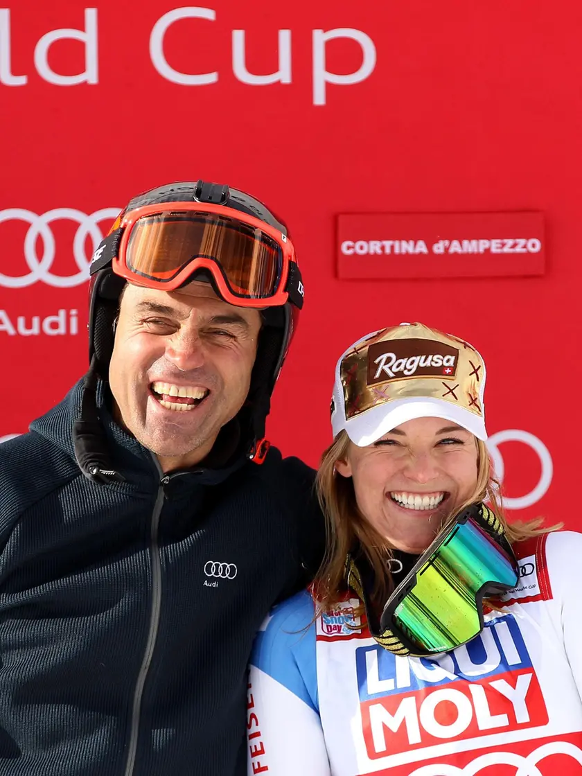 Kristian Ghedina a Cortina con Lara Gut, anche lei gravemente infortunata