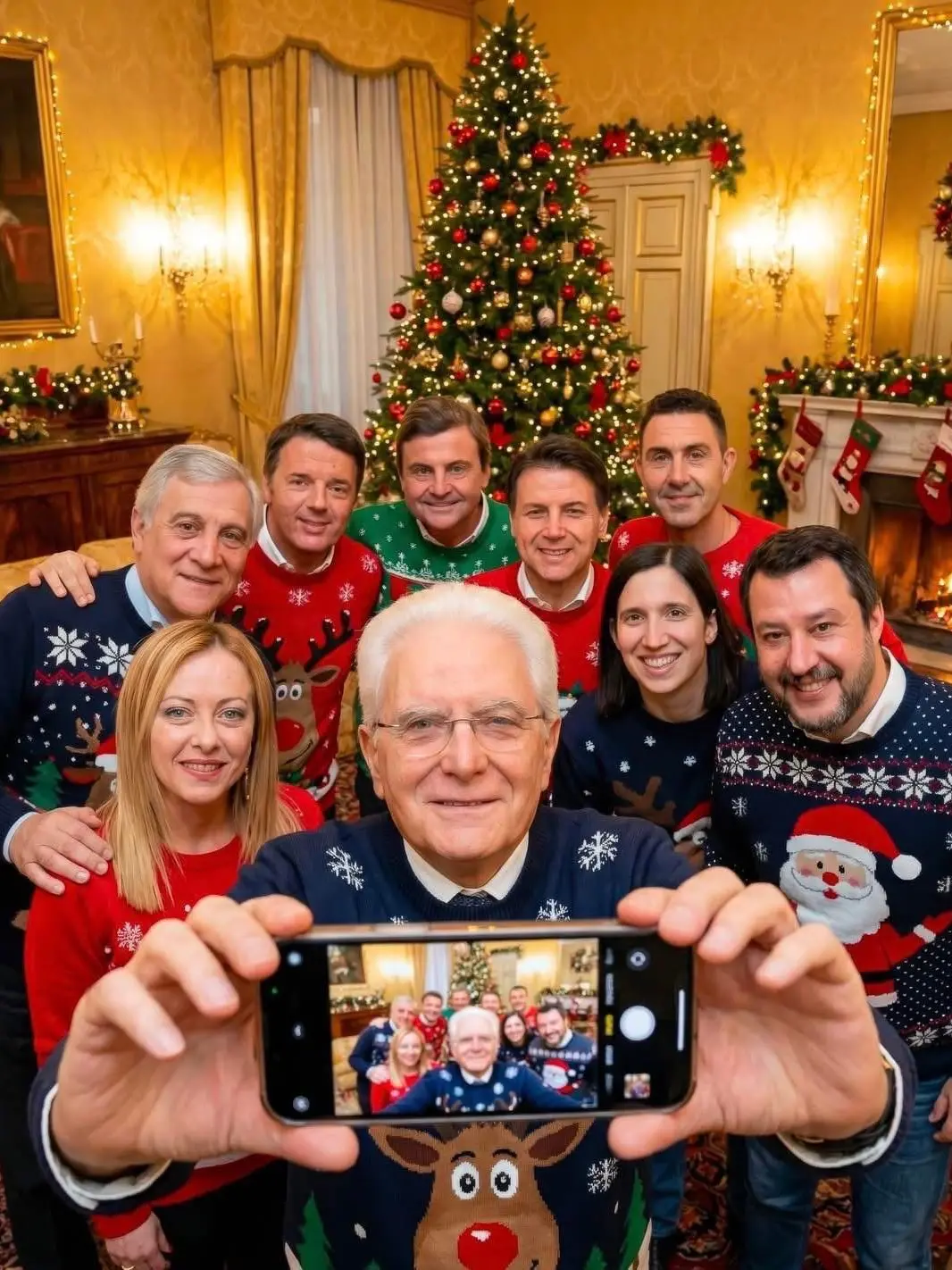 I più noti politici italiani riuniti per un mega selfie natalizio