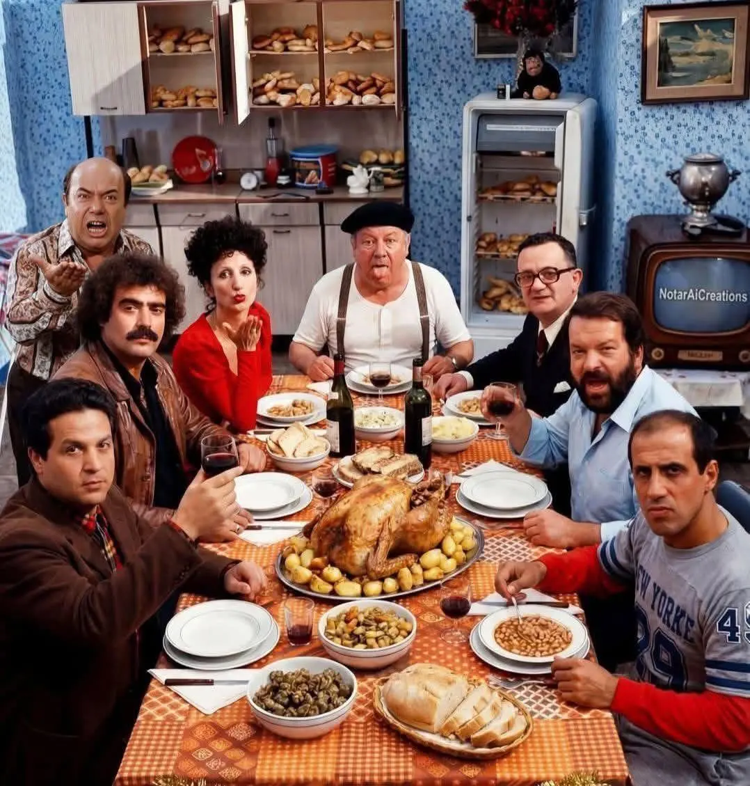 I grandi volti della commedia all'italiana riuniti intorno allo stesso tavolo