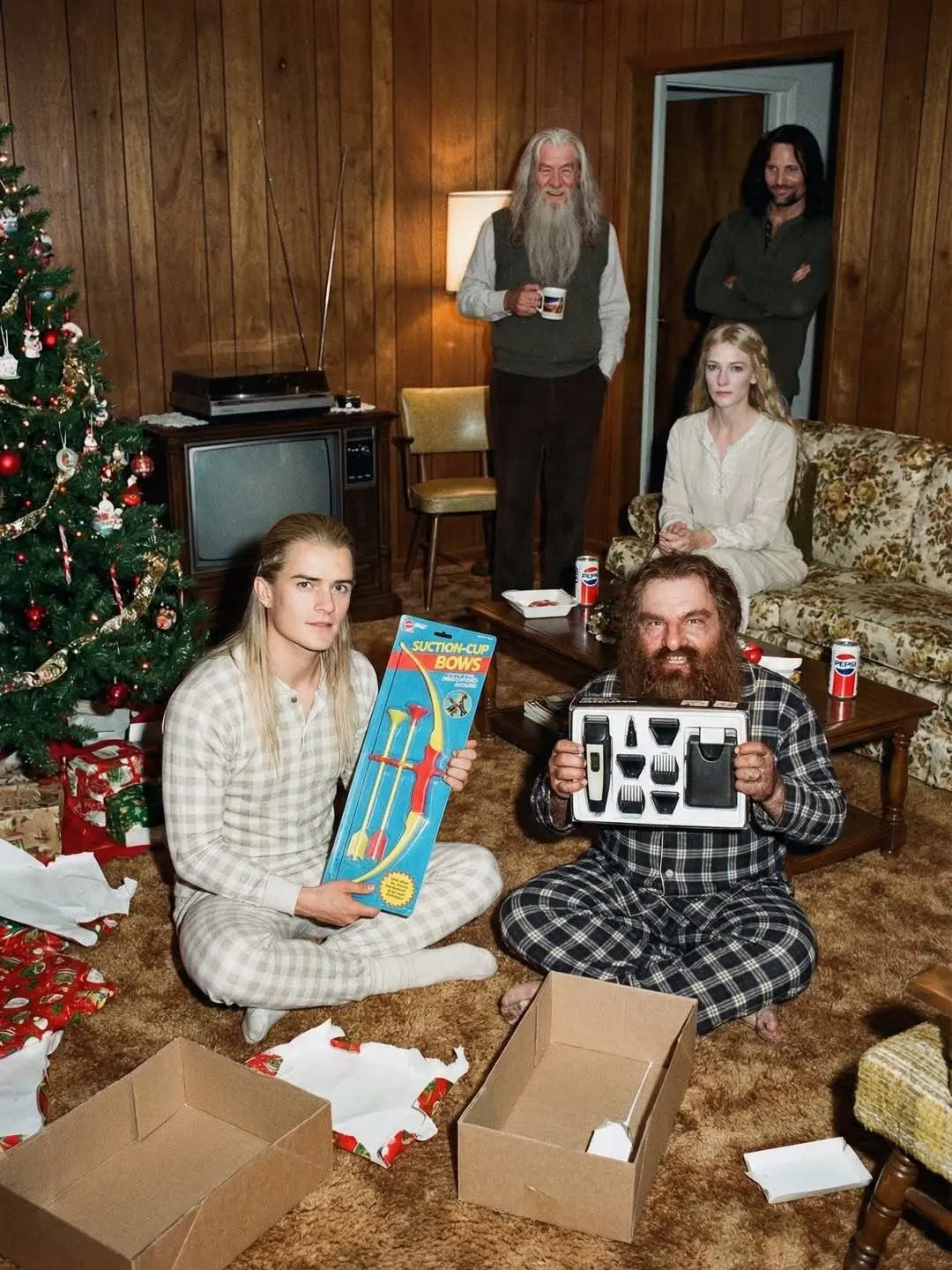 I protagonisti del Signore degli Anelli si prendono una pausa per scartare i regali