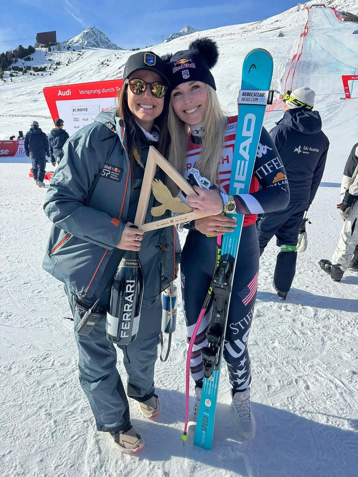 Lindsey Vonn con Enrica Cipriani, l’italiana che fa parte del suo staff