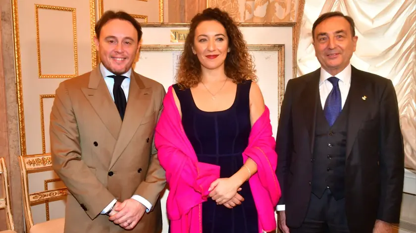 Il direttore Michele Mariotti, la soprano Rosa Feola, il sovrintendente Nicola Colabianchi