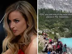 Da sinistra, Beatrice Venezi, un'immagine di turisti al lago di Sorapiss e lo psicoterapeuta Osvaldo Poli