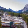 Il cantiere della pista da bob di Cortina, durante i lavori