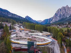 Il cantiere della pista da bob di Cortina, durante i lavori