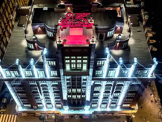 Un’immagine dall’alto della sede delle Assicurazioni Generali a Trieste