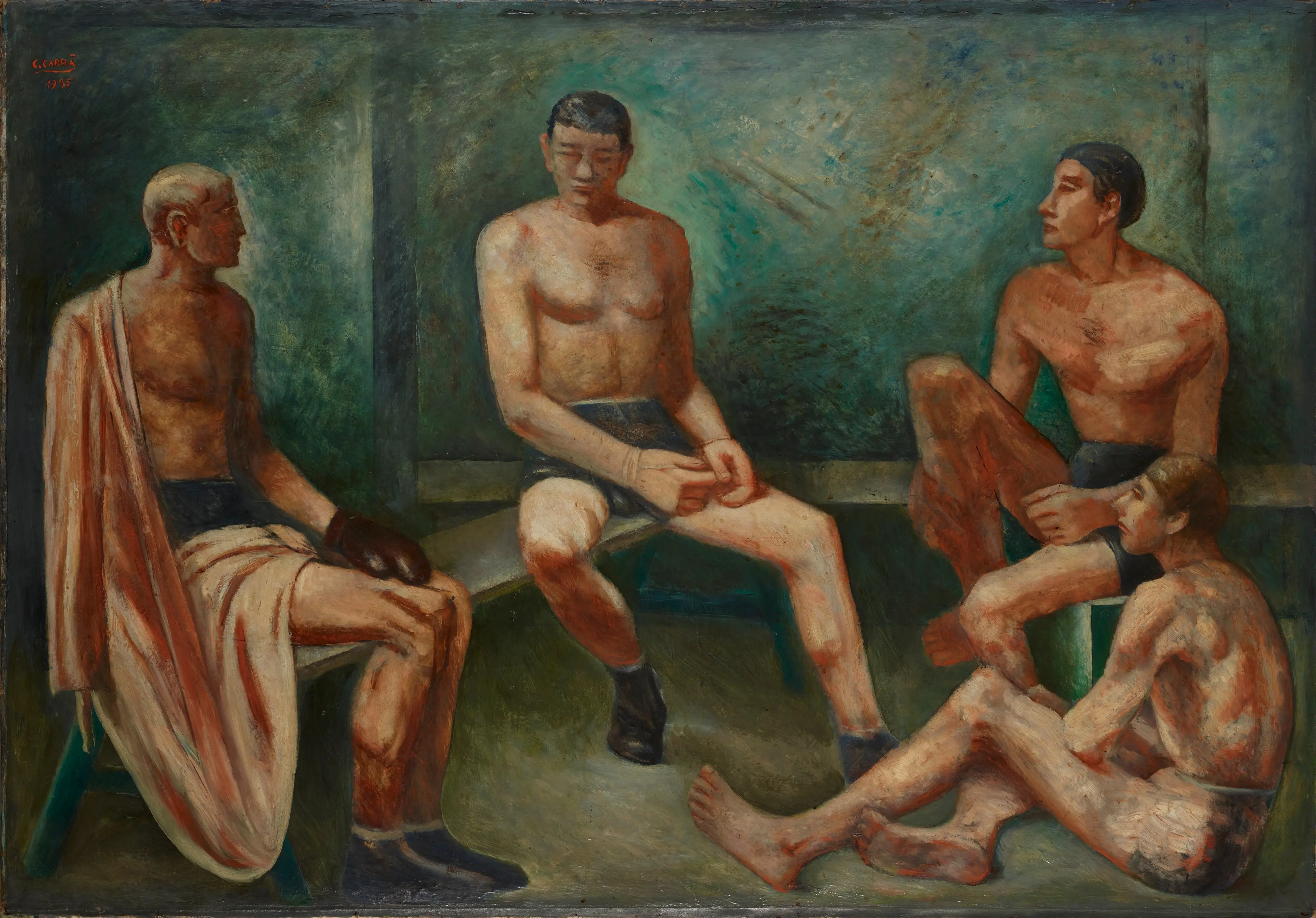 Carlo Carrà, Atleti in riposo (Pugilatori)_1933-1936_Mart, Museo di arte moderna e contemporanea di Trento e Rovereto_Collezione privata, courtesy Studio d’Arte Nicoletta Colombo, Milano