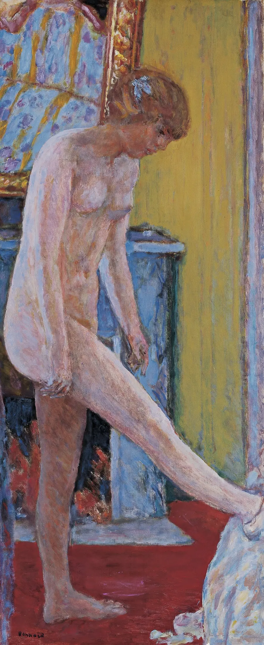 Pierre Bonnard. Naked girl in front of the fireplace or Naked in front of the fireplace. 1919 Olio su tela. Dimensioni: 118 x 49 cm