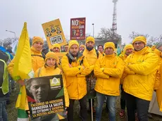 Gli agricoltori di Coldiretti hanno protestato ieri a Strasburgo contro l'accordo Ue-Mercosur