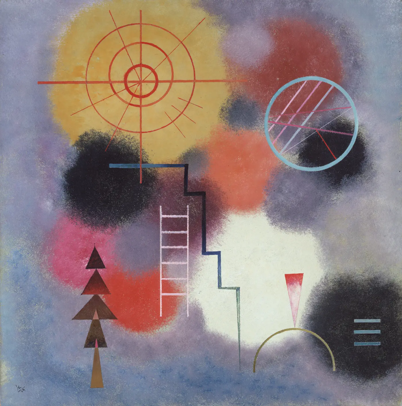 Wassily Kandinsky, Forma di scala (su macchie), 1929, olio su cartone. Dimensioni: 48,5 x 48,5 cm