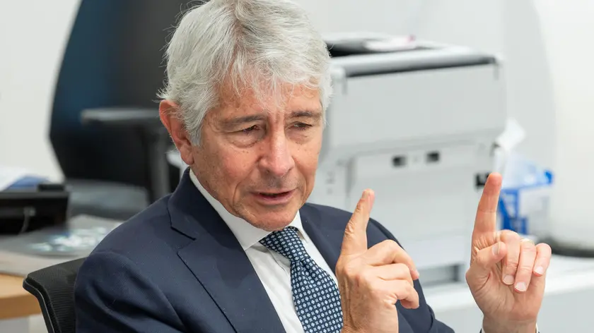 Il ministro dello sport Andrea Abodi in redazione a Udine al Messaggero Veneto ©Foto Petrussi