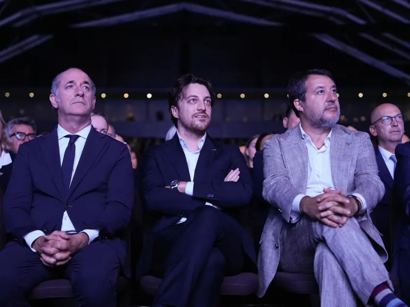Luca Zaia, Alberto Stefani e Matteo Salvini
