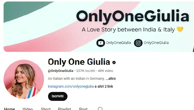 La pagina Youtube dell’influencer Giulia Raffaello che vanta quasi 600 mila iscritti