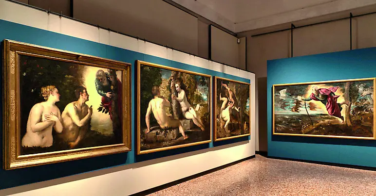 L'allestimento della mostra Tintoretto racconta la Genesi (Foto Panciera)