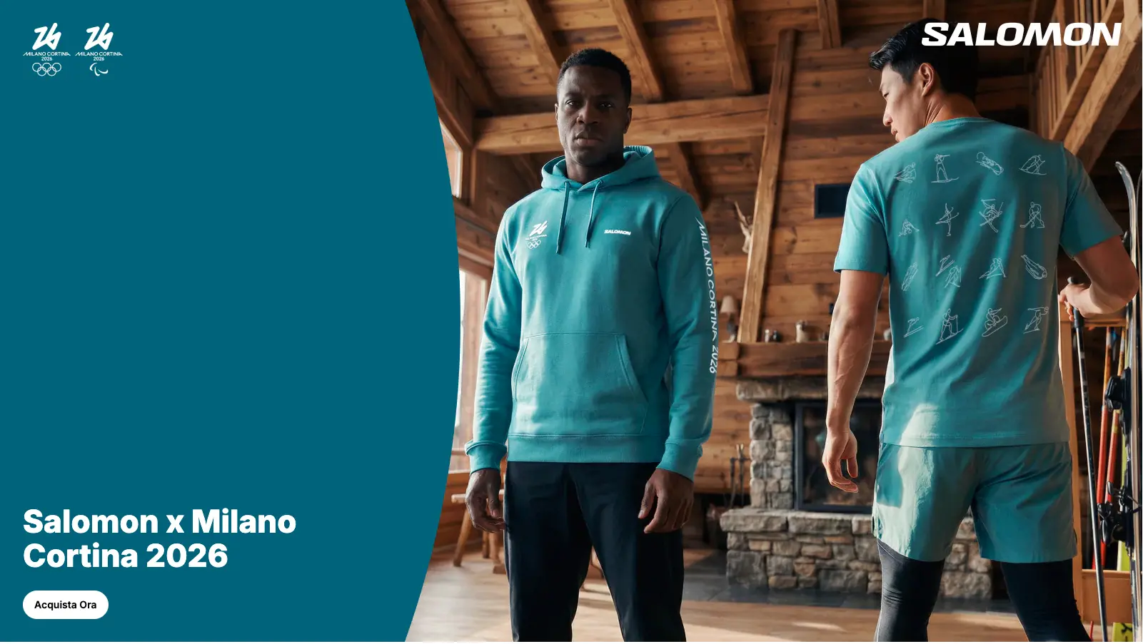 Un ritaglio del sito ufficiale: si noti il posizionamento del brand Solomon in basso a destra per la collaborazione con Milano Cortina (fonte: shop.olympics.com)