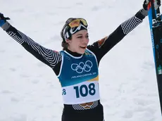 Regina Martínez Lorenzo, all’arrivo dei dieci chilometri nello sci di fondo in Val di Fiemme